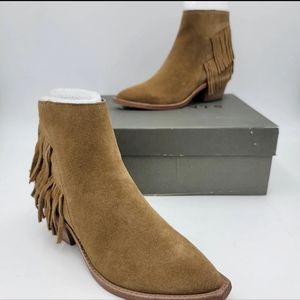 All Saints Salerno Suede Fringe Booties Size EU 37 US 6 NWB
